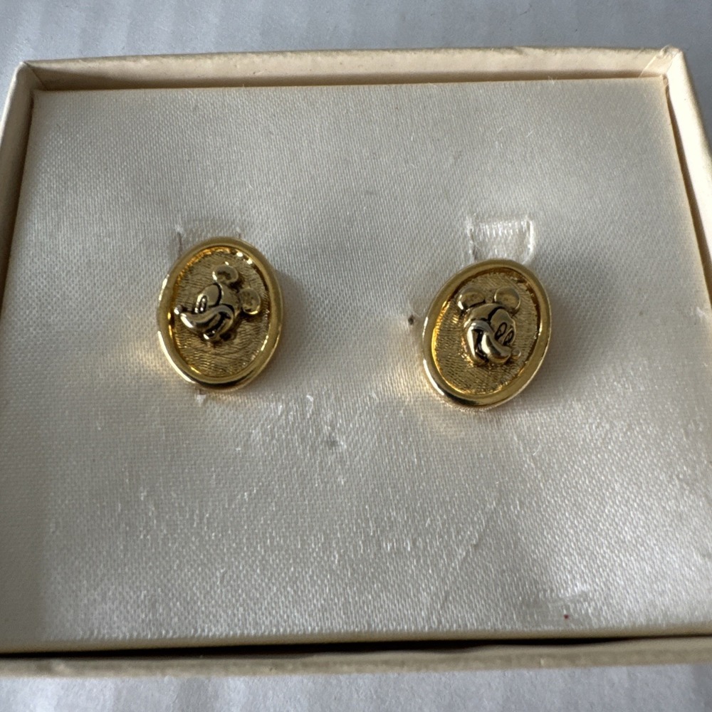 Vintage disney Mickey Mouse Stud Earrlings Gold Tone AAI Marking